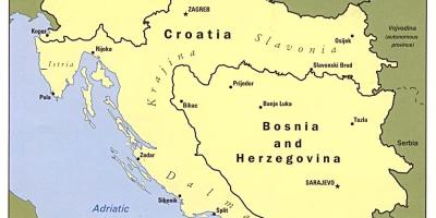 Mapa de Bosnia e Hercegovina e os países veciños