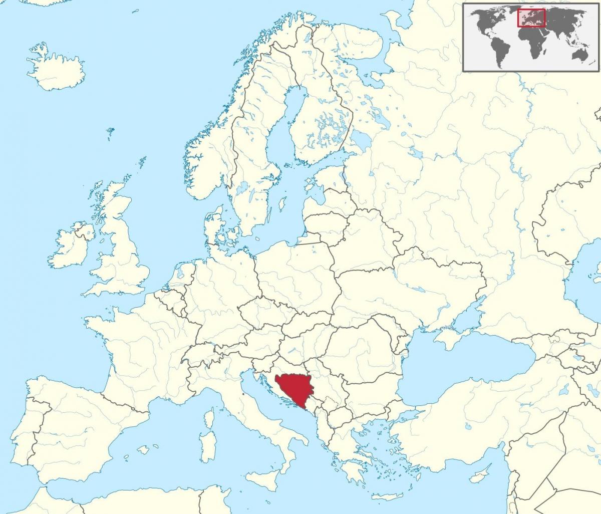 Bosnia en un mapa de europa