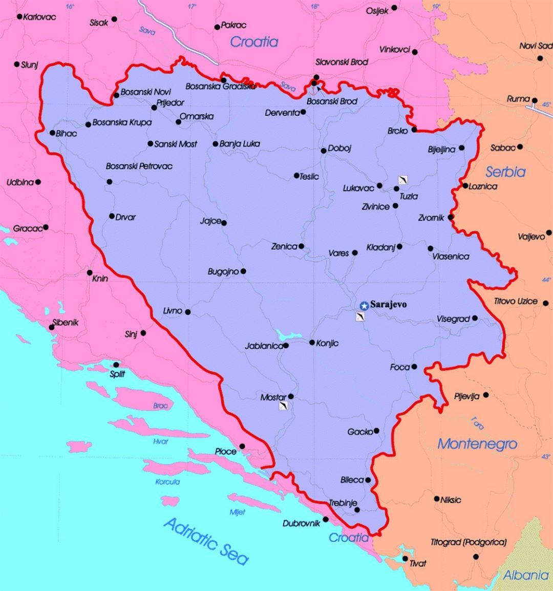 Bosnia e Hercegovina mapa político