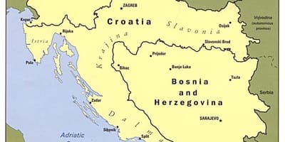 Mapa de Bosnia e Hercegovina e os países veciños